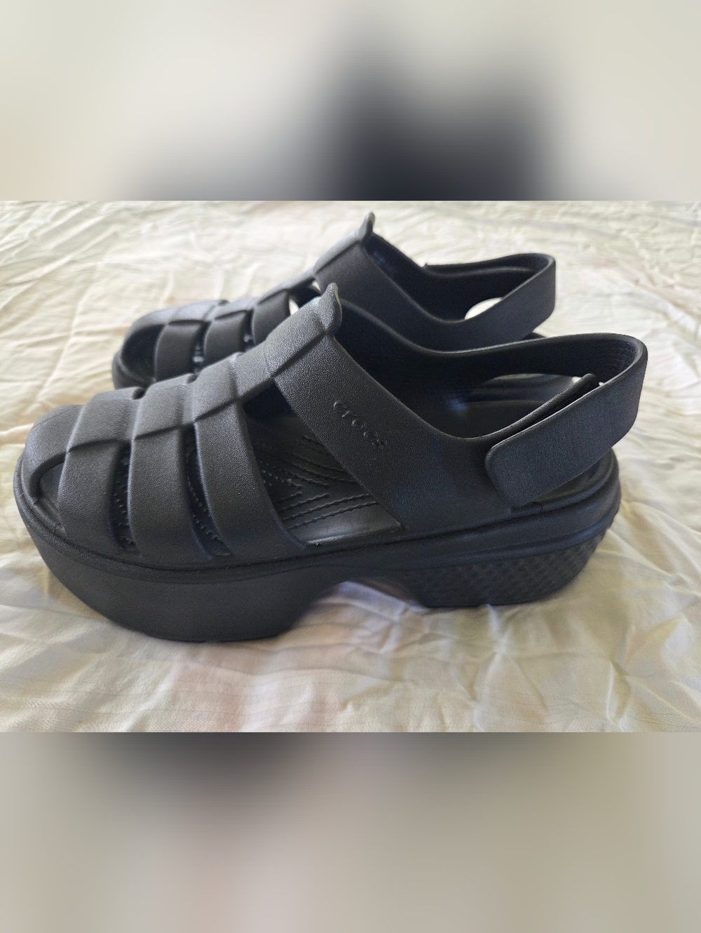 CROCS Stomp Platform Fisherman Sandals Black Size 8